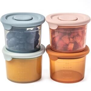 NIB Mookie Silicone Baby Food Containers, 4 oz Storage with Airtight Lids, 4 Pk